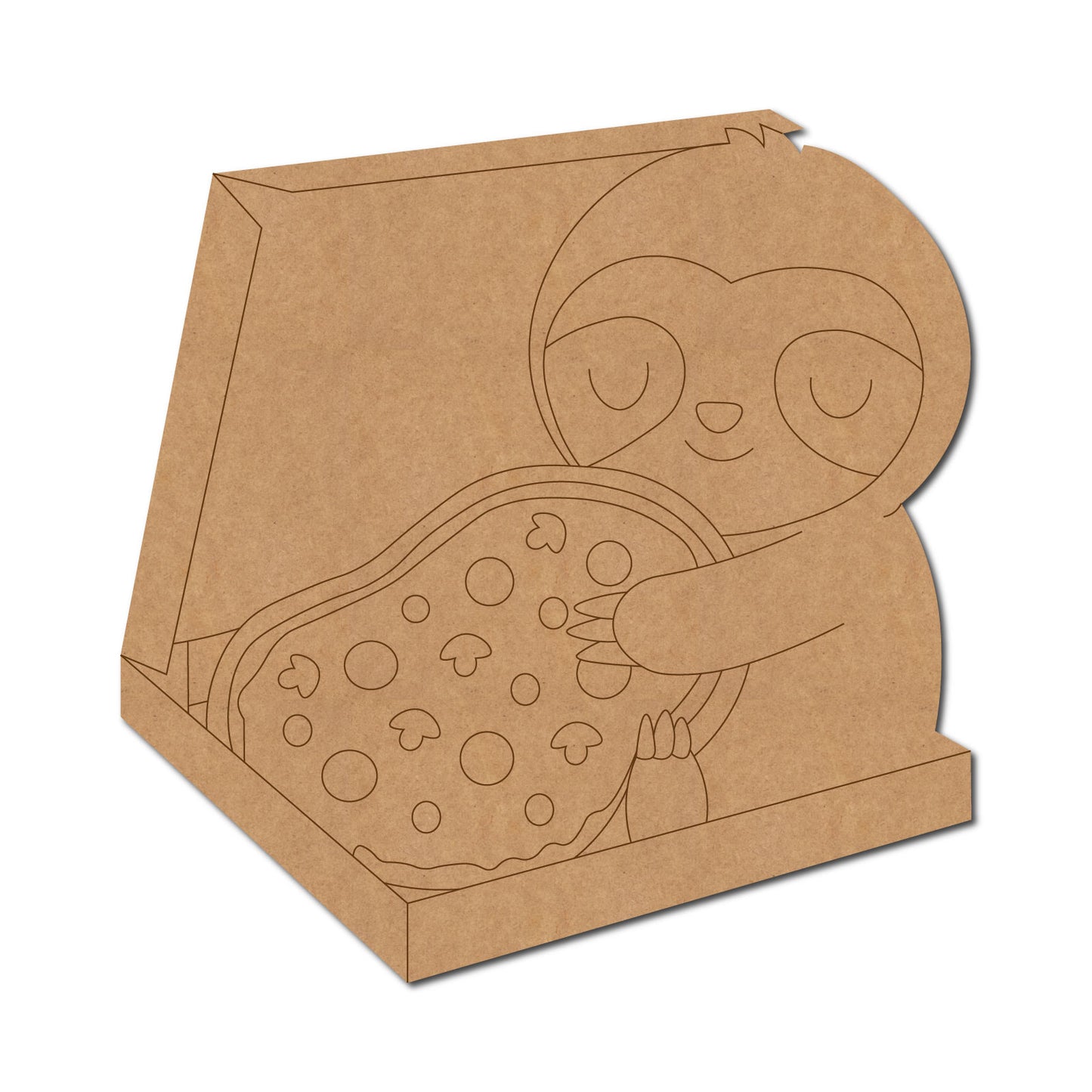 Sloth Eating Pizza Pre Marked MDF Design 1
