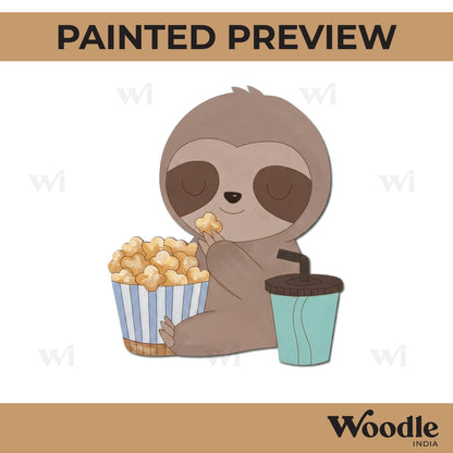 Sloth Eating Popcorn Pre Marked MDF Design 1