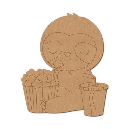 Sloth Eating Popcorn Pre Marked MDF Design 1