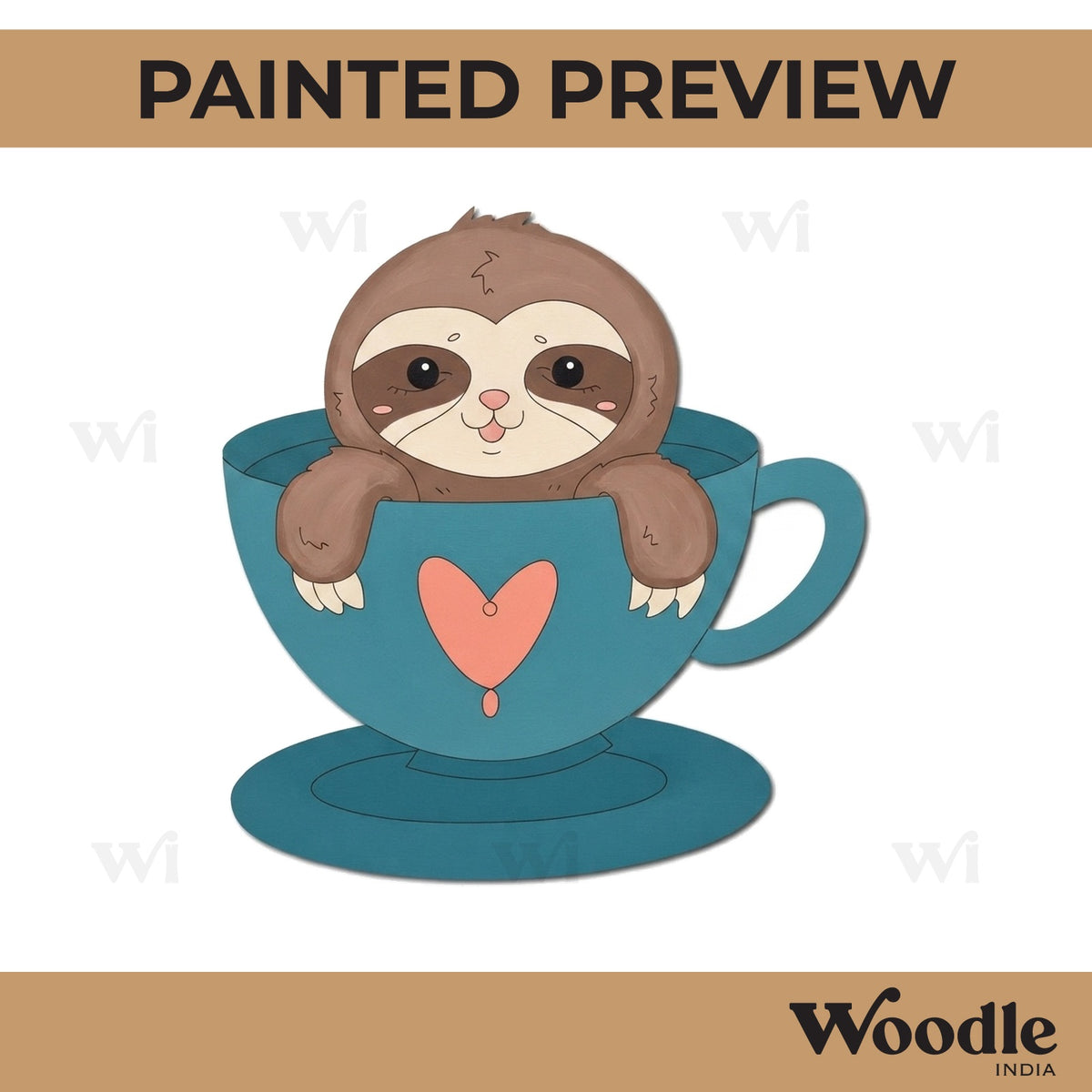 Sloth In Coffee Cup Pre Marked MDF Design 1