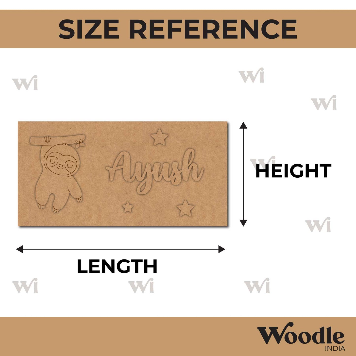 Sloth Kids Nameplate MDF Design 1