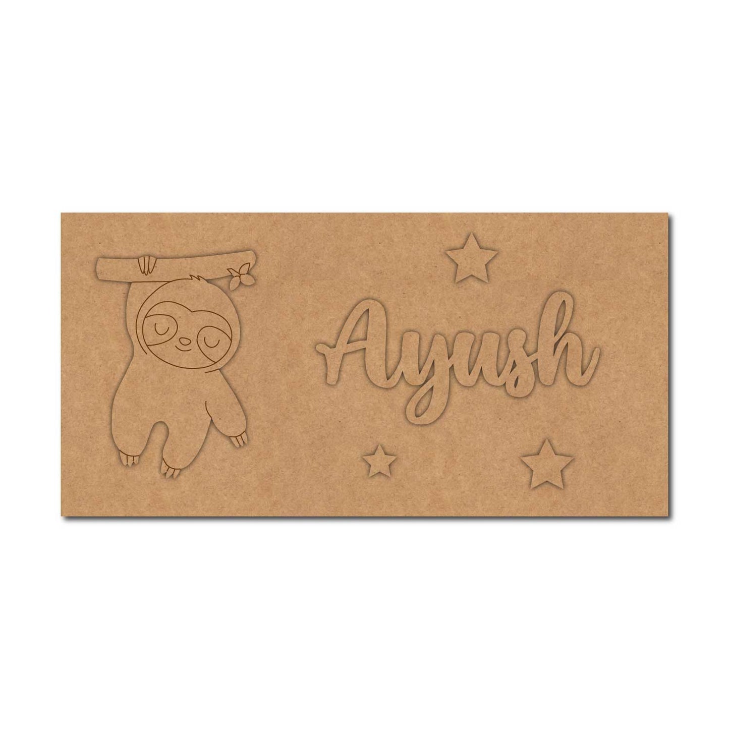 Sloth Kids Nameplate MDF Design 1