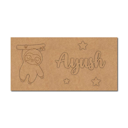 Sloth Kids Nameplate MDF Design 1