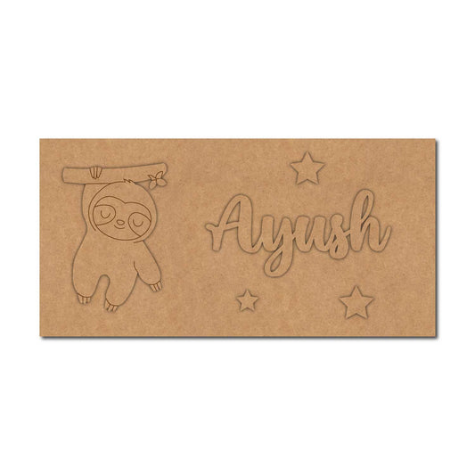 Sloth Kids Nameplate MDF Design 1