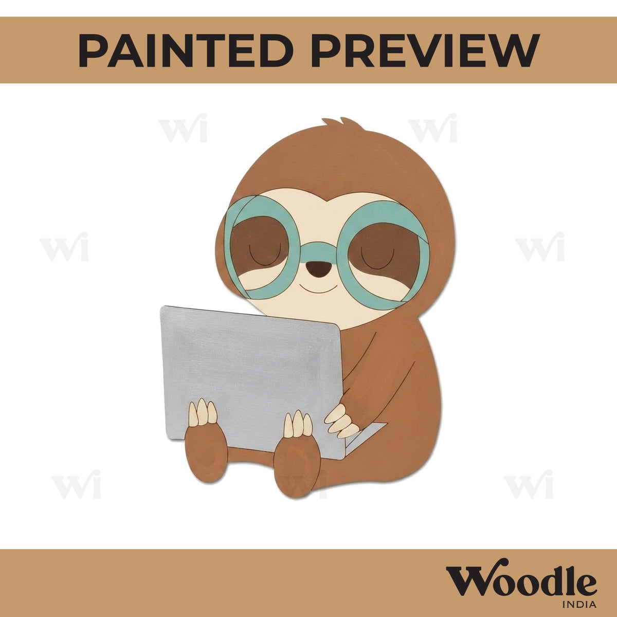 Sloth Using Laptop Pre Marked MDF Design 1