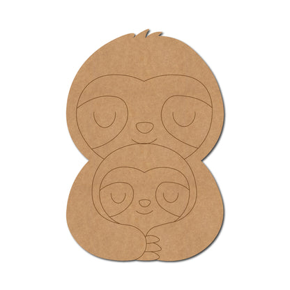 Sloth With Baby Sloth Pre Marked MDF Design 1