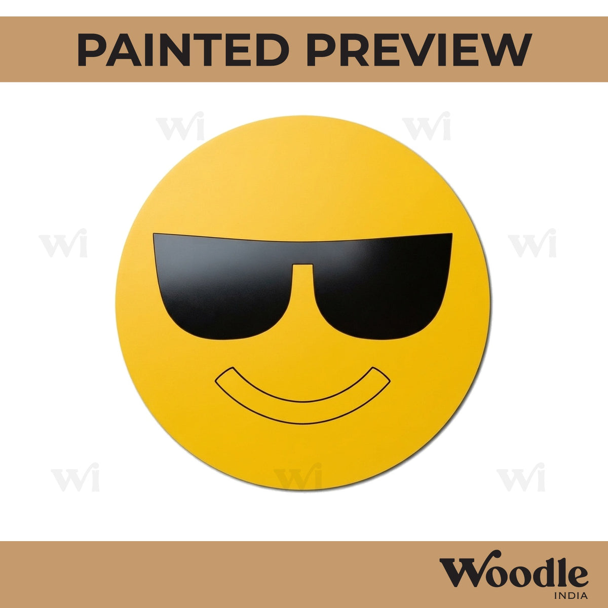 Smiling Face With Sunglasses Emoji Pre Marked MDF Design 1