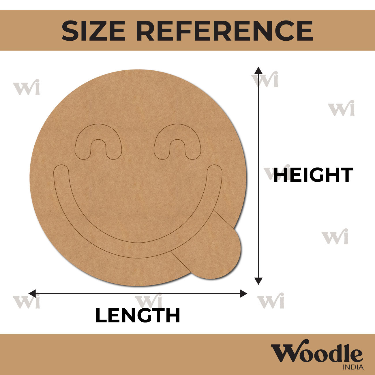 Smiling Face With Tongue Emoji Pre Marked MDF Design 1