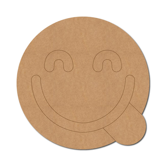 Smiling Face With Tongue Emoji Pre Marked MDF Design 1