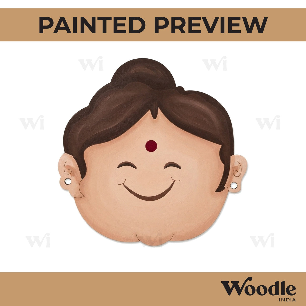 Smiling Indian Woman Face Pre Marked MDF Design 1