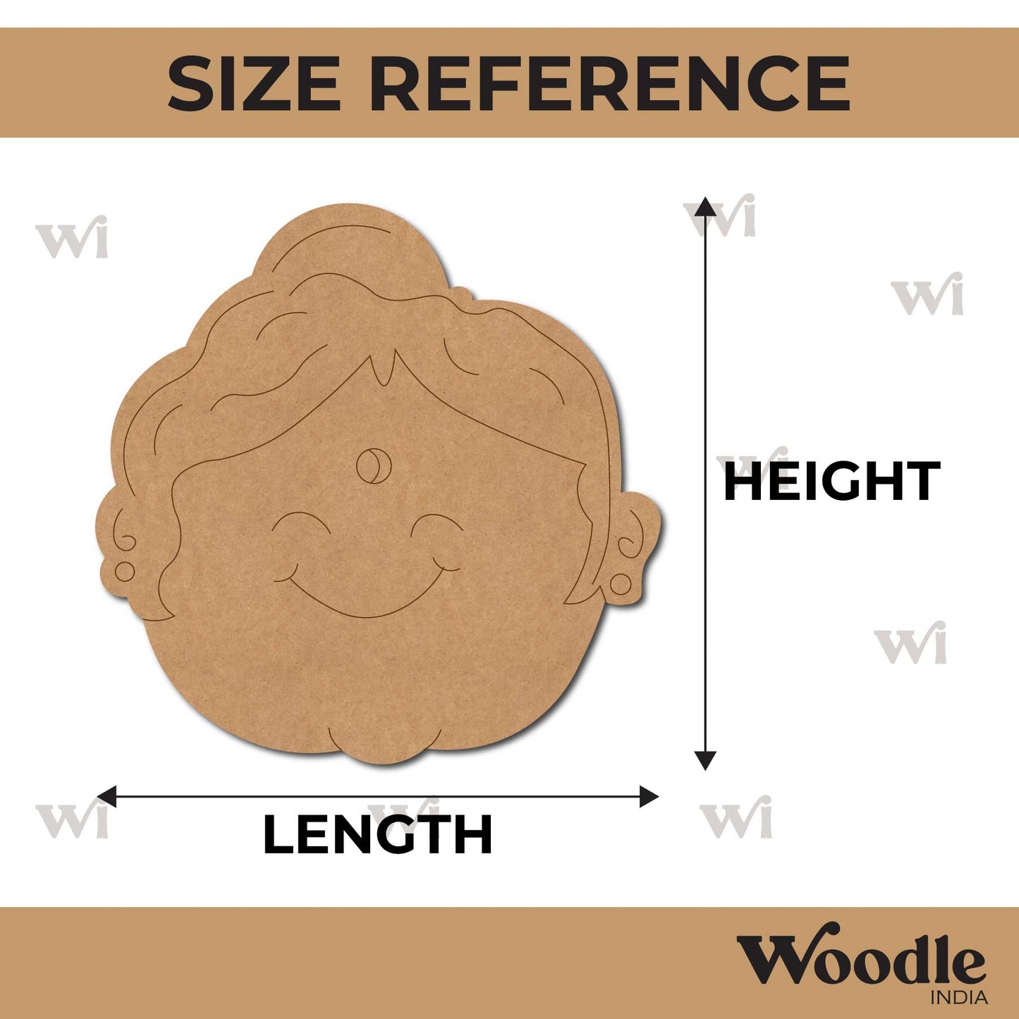 Smiling Indian Woman Face Pre Marked MDF Design 1