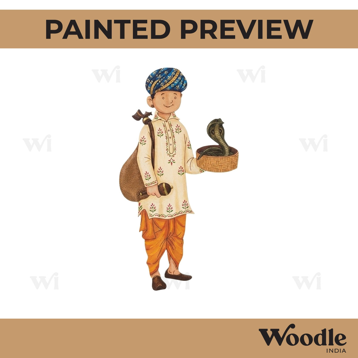 Snake Charmer Man Pre Marked MDF Design 1