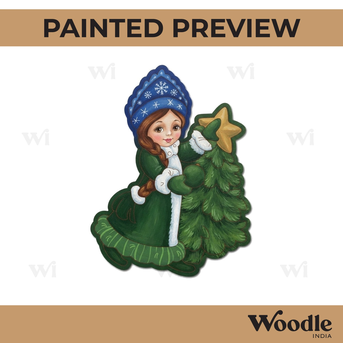 Snow Maiden Christmas Girl Pre Marked MDF Design 1