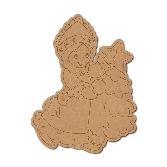 Snow Maiden Christmas Girl Pre Marked MDF Design 1