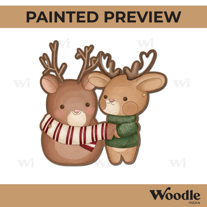 Snow Man And Reindeer Christmas Pre Marked MDF Design 1