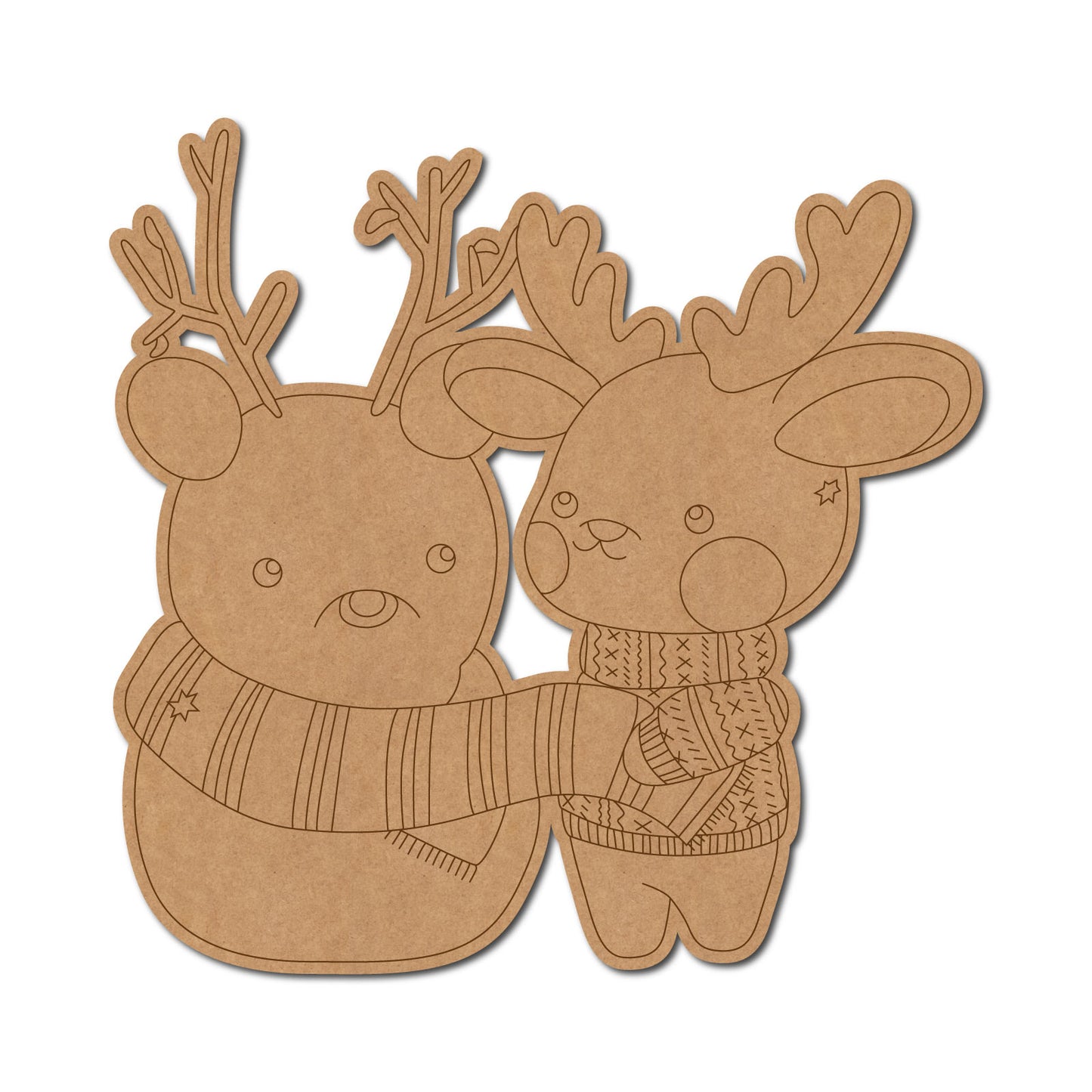 Snow Man And Reindeer Christmas Pre Marked MDF Design 1