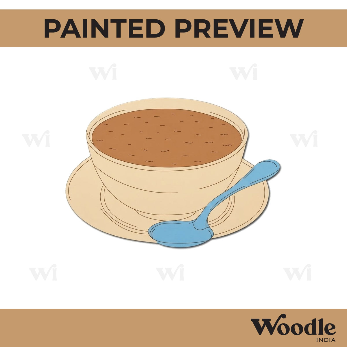 Soup Bowl With Spoon Pre Marked MDF Design 1