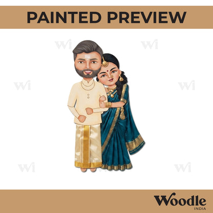 South Indian Couple Pre Marked MDF Design 1