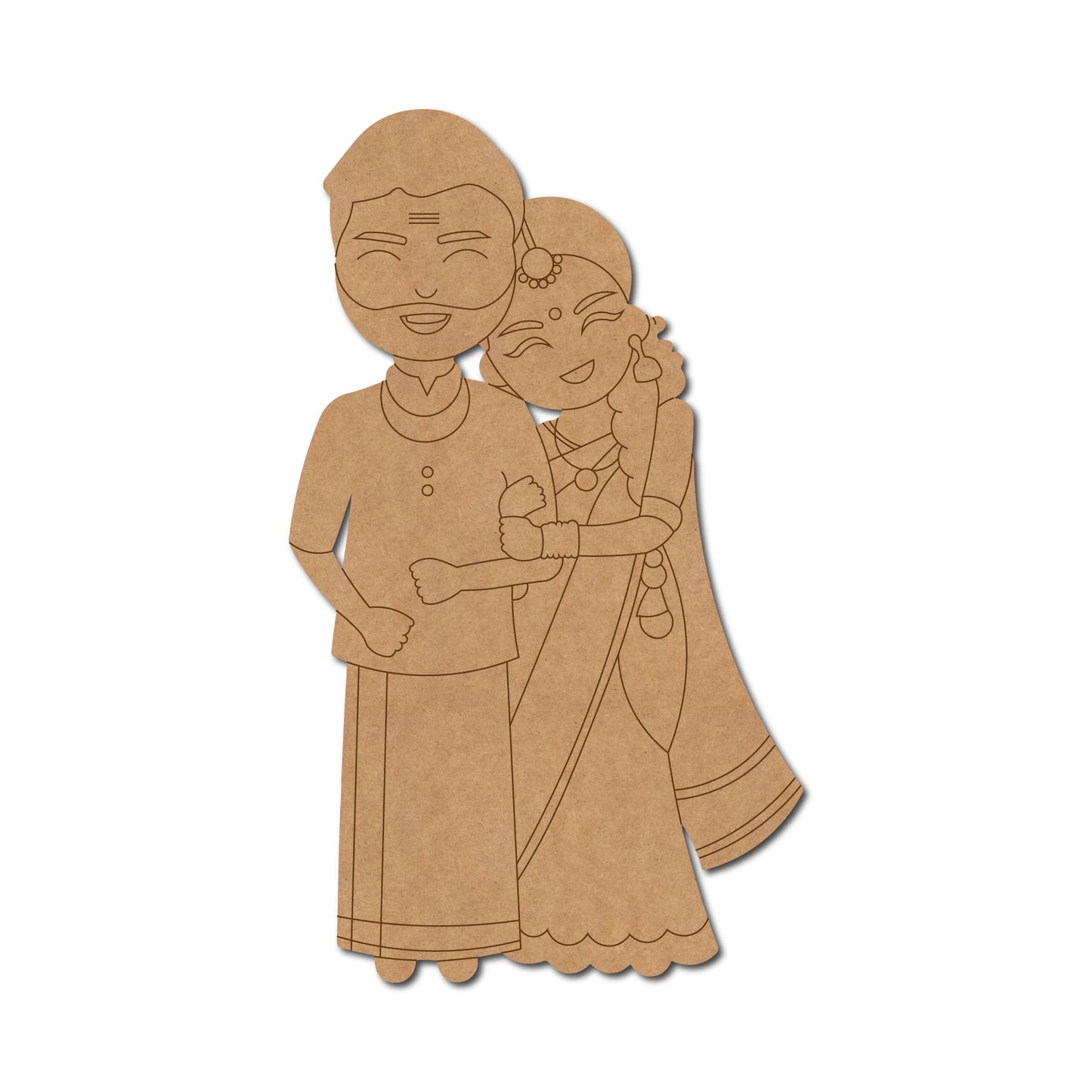 South Indian Couple Pre Marked MDF Design 1
