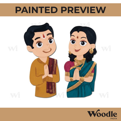 South Indian Couple Pre Marked MDF Design 2