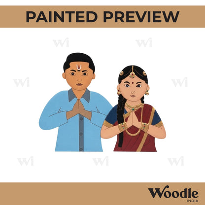 South Indian Couple Pre Marked MDF Design 3