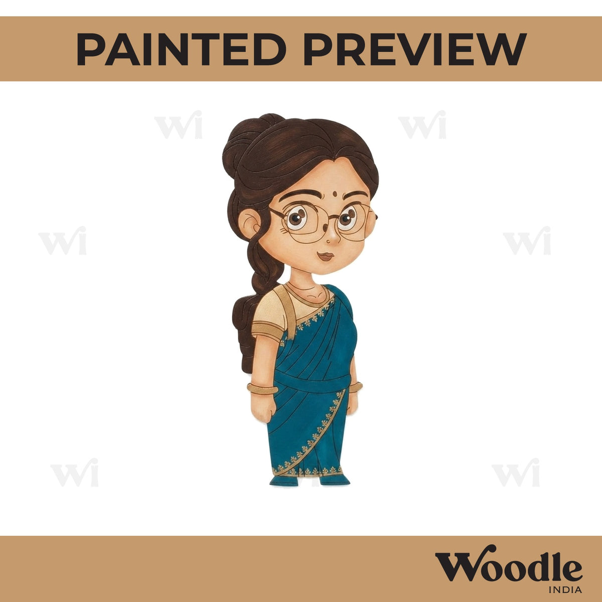 South Indian Girl Pre Marked MDF Design 1