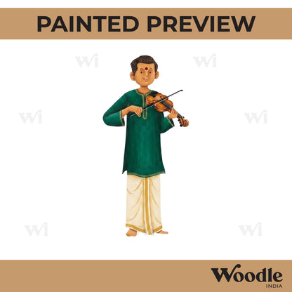 South Indian Man Playing Violin Pre Marked MDF Design 1