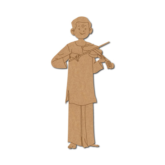 South Indian Man Playing Violin Pre Marked MDF Design 1