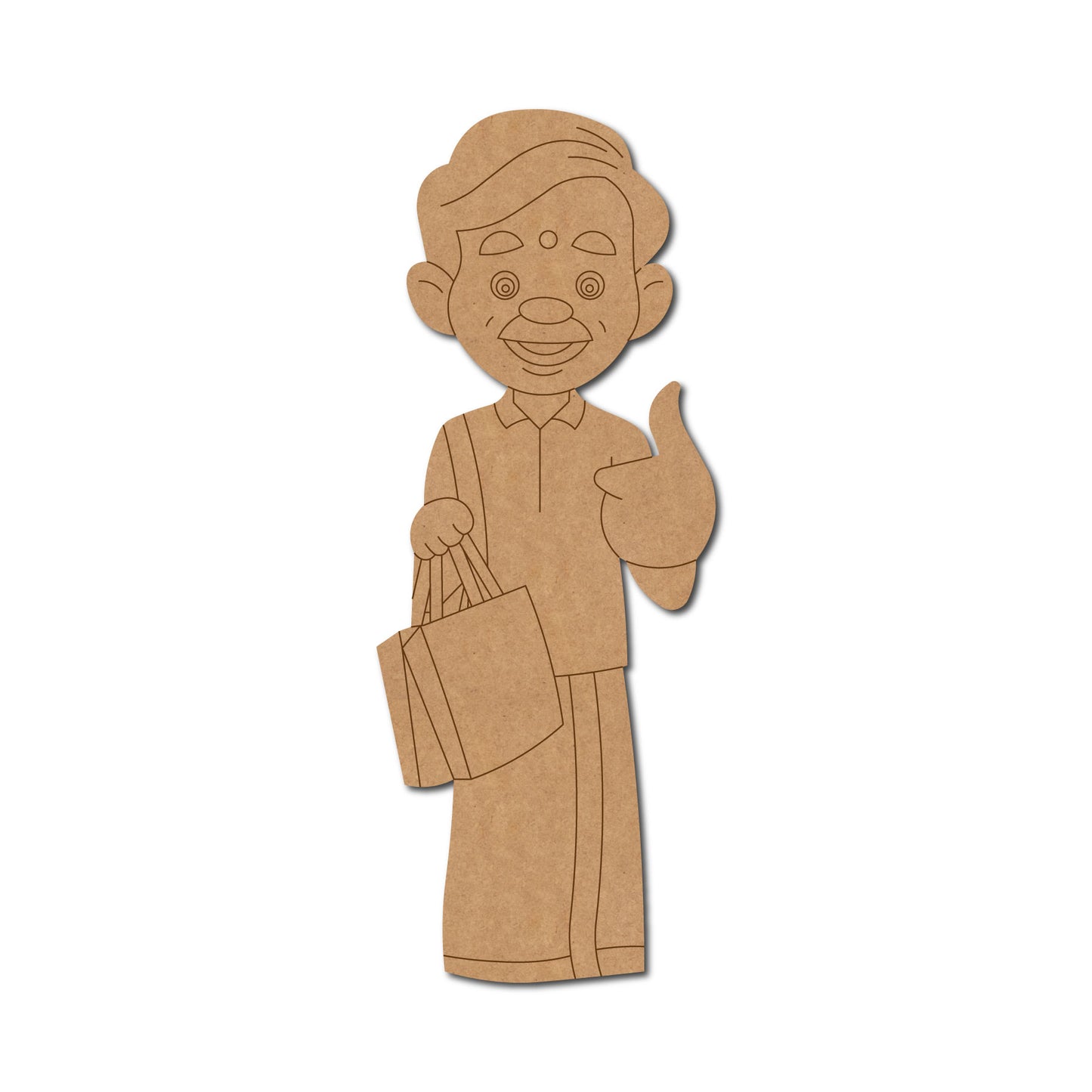 South Indian Man With Shopping Bag Pre Marked MDF Design 1
