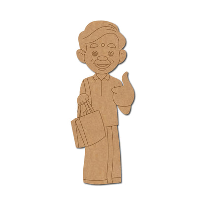 South Indian Man With Shopping Bag Pre Marked MDF Design 1