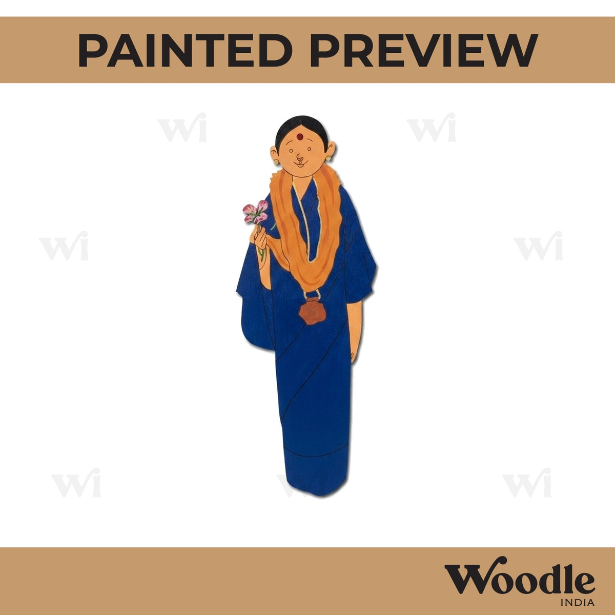 South Indian Woman Pre Marked MDF Design 4