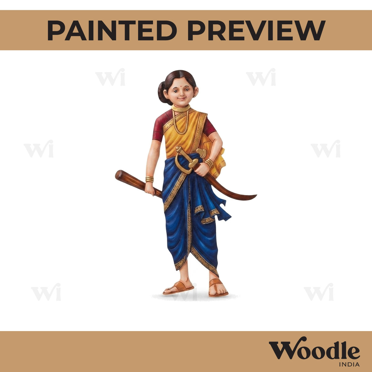 South Indian Woman With Sword Pre Marked MDF Design 1