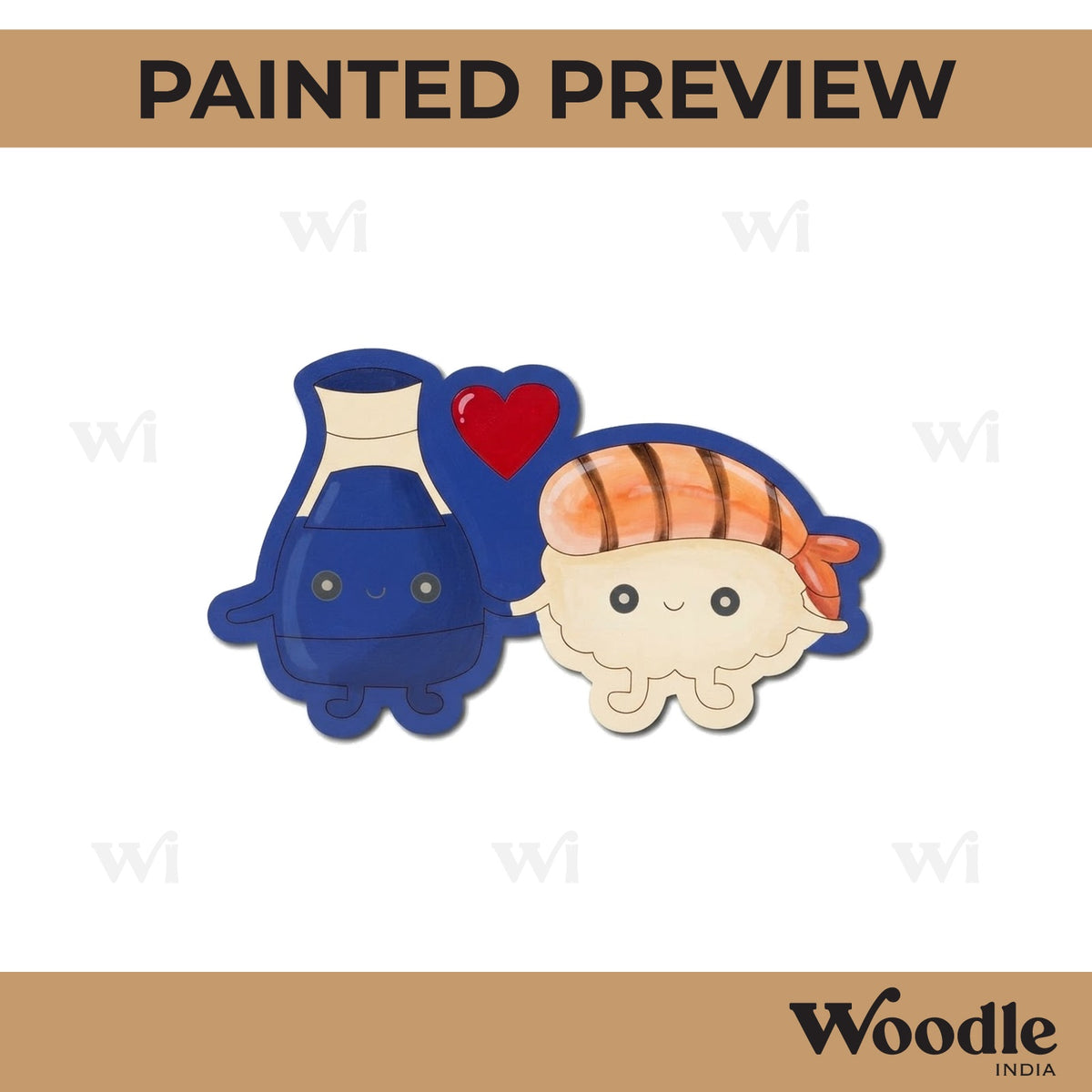 Soy Sauce And Sushi Kawaii Pre Marked MDF Design 1