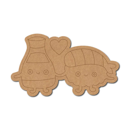 Soy Sauce And Sushi Kawaii Pre Marked MDF Design 1