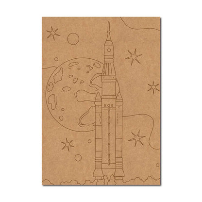 Space Rocket Pre Marked Base MDF Design 1