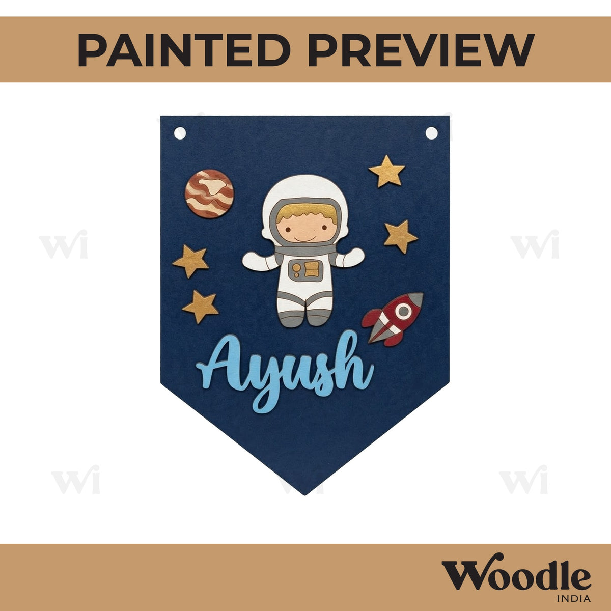 Space Theme Banner Nameplate MDF Design 1