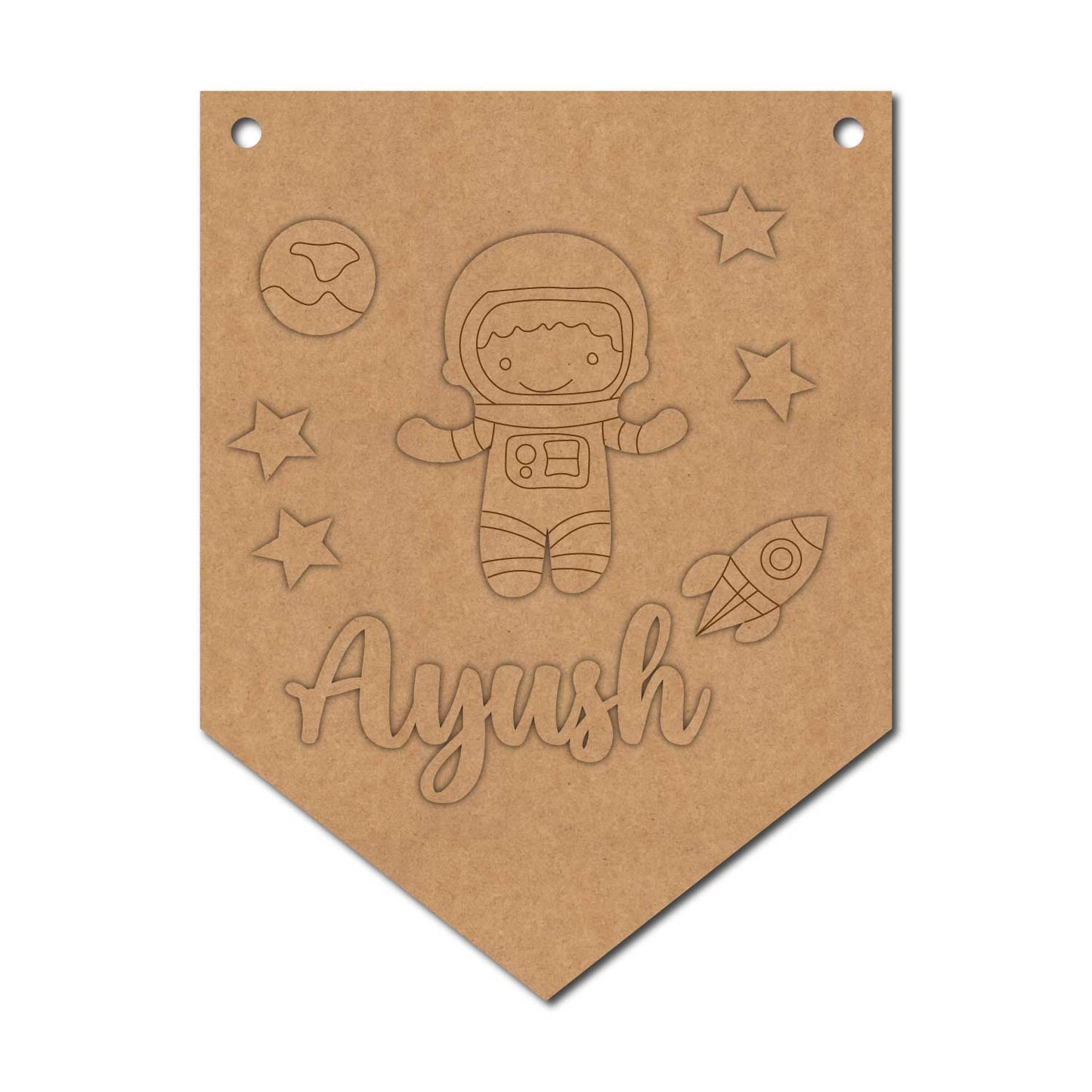 Space Theme Banner Nameplate MDF Design 1