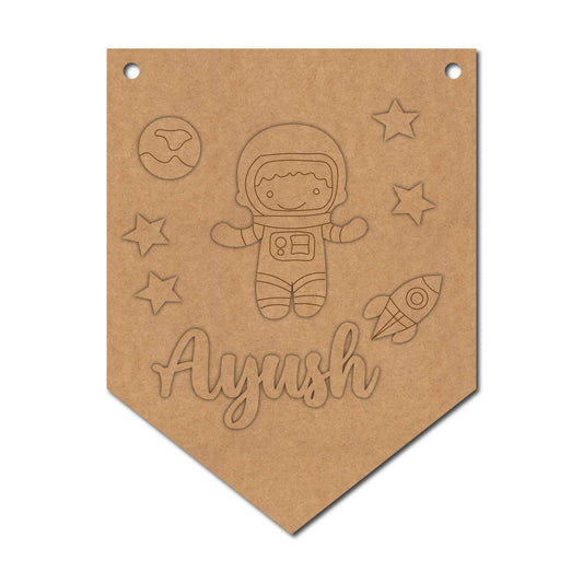 Space Theme Banner Nameplate MDF Design 1
