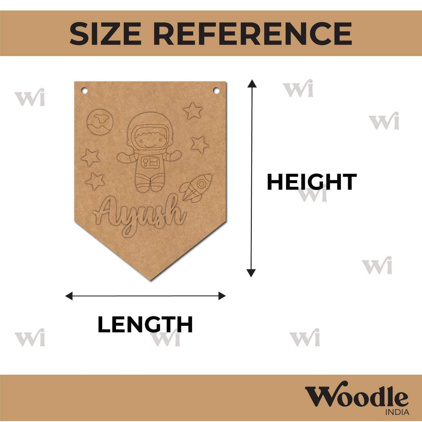 Space Theme Banner Nameplate MDF Design 1