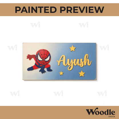 Spiderman Marvel Kids Nameplate MDF Design 1