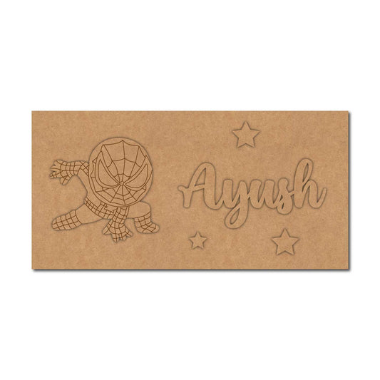 Spiderman Marvel Kids Nameplate MDF Design 1