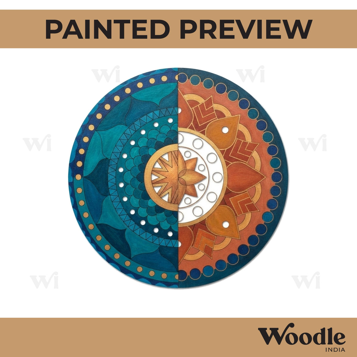 Split Mandala Pre Marked Round MDF Design 1