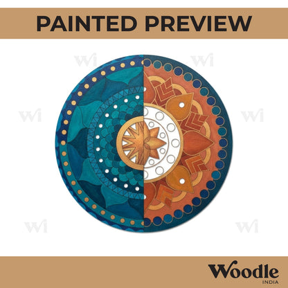 Split Mandala Pre Marked Round MDF Design 1