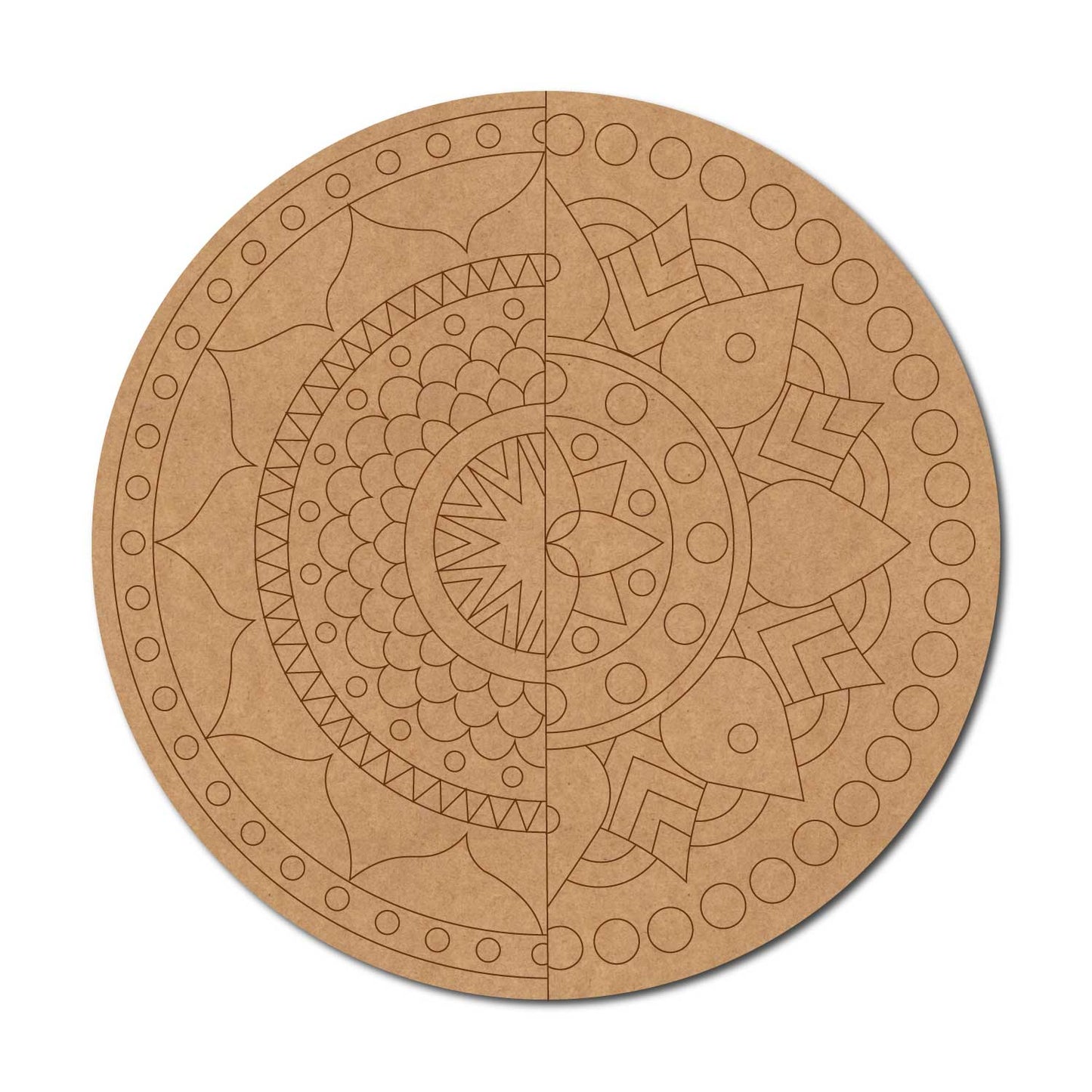 Split Mandala Pre Marked Round MDF Design 1