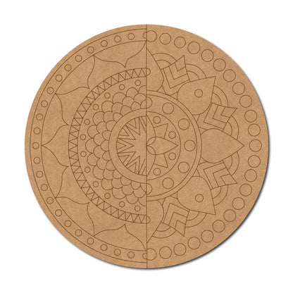 Split Mandala Pre Marked Round MDF Design 1