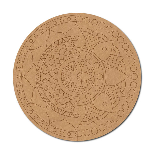 Split Mandala Pre Marked Round MDF Design 1