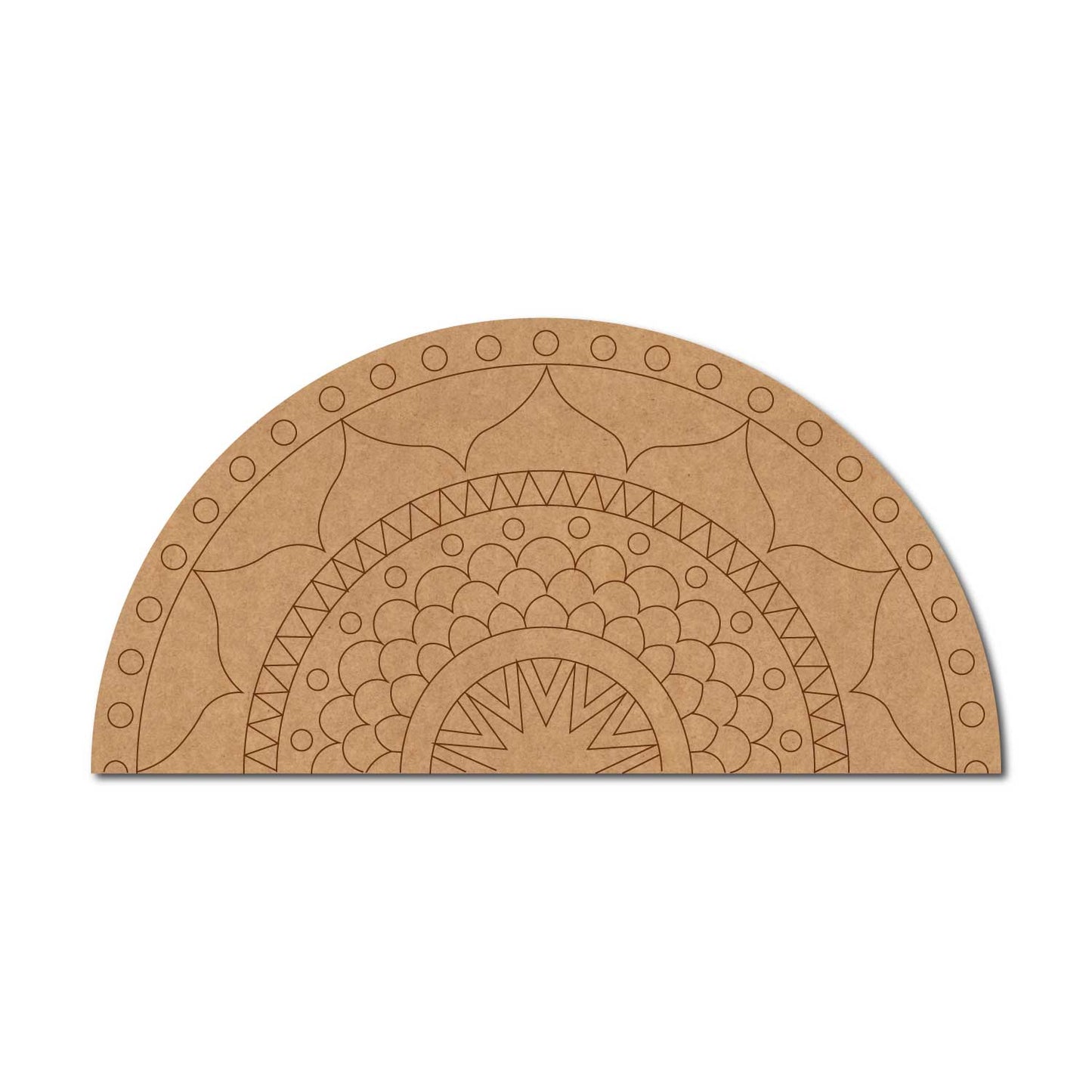 Split Mandala Pre Marked Semi Circle MDF Design 1