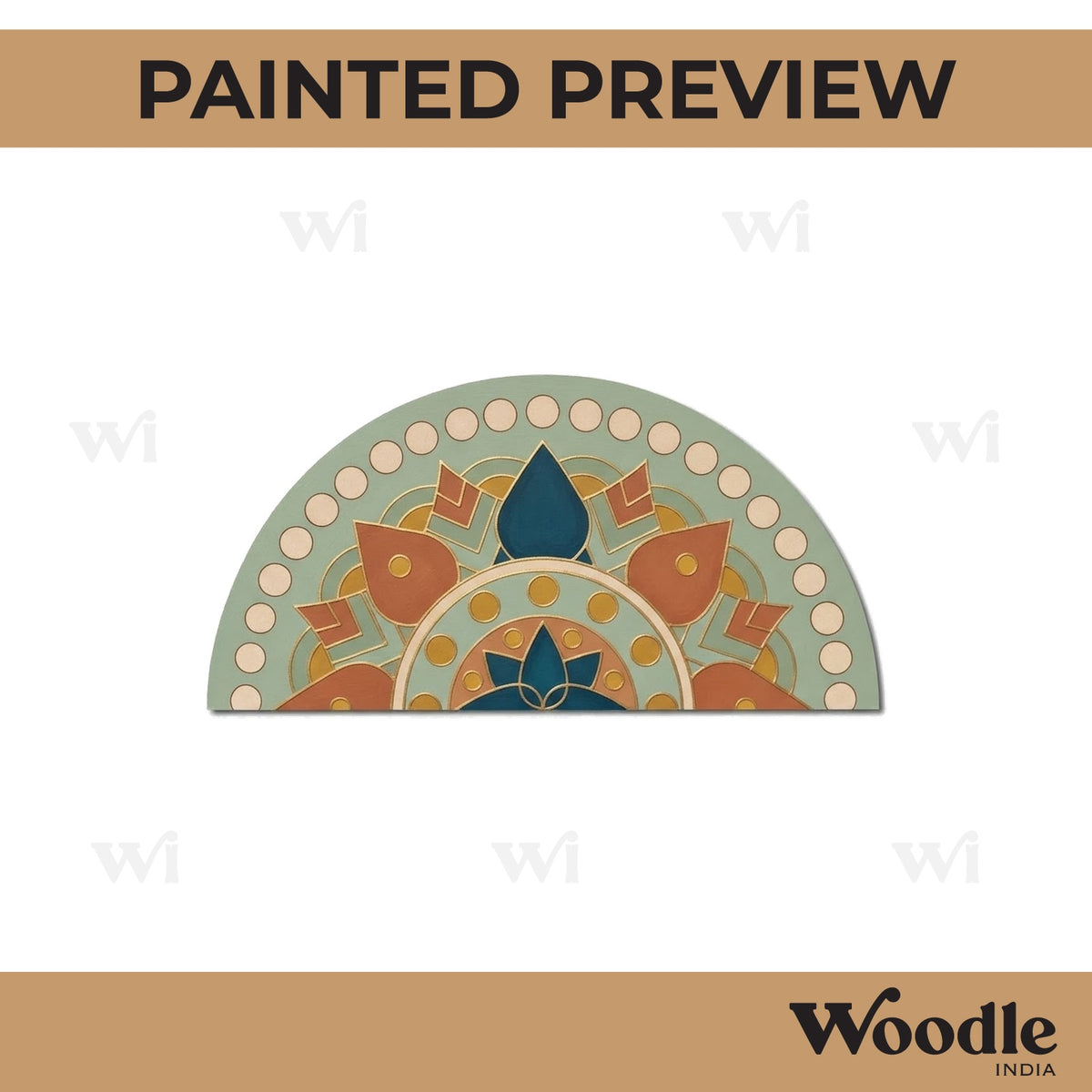Split Mandala Pre Marked Semi Circle MDF Design 2