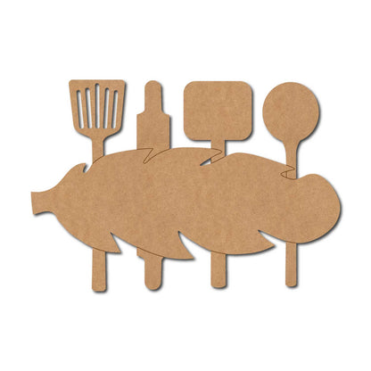 Spoon Fork Knife Leaf Plate Cutout MDF Design 1