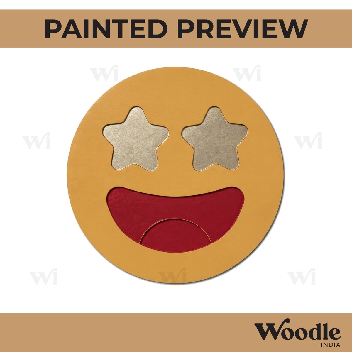 Star Eyes Face Emoji Pre Marked MDF Design 1